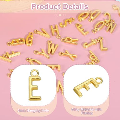 uxcell Letter Charm, Alloy Letter Initial Alphabet Charm for DIY Craft Jewelry Making Bracelets Earrings Necklace - color: Gold - E
