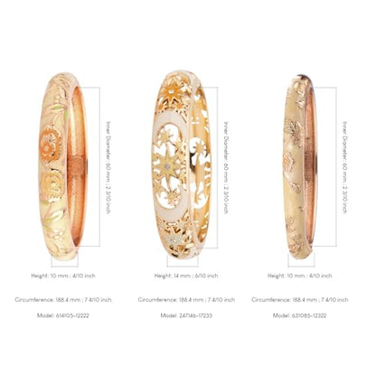 wynameleri Womens Multi-colors Cloisonne Bracelets Flower Enameled Gold Plated Hinged Cuff Bangles Jewelry Gift 3 Packs - color: 3 Pcs Set-Cream Yellow