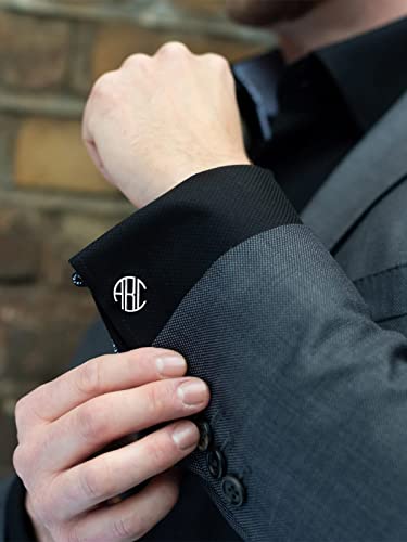 Custom4U Custom Photo Cufflinks for Men Father of the Bride Gifts - color: F-Monogram-Steel
