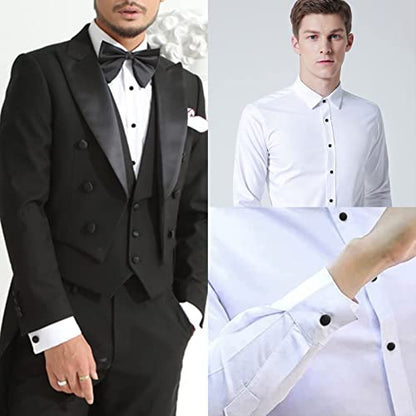 Men's Cufflinks & Tuxedo Studs Set - 316L Stainless Steel Formal Wedding Jewelry, Groomsmen Gift Set with Gift Box - color: 8pcs gold