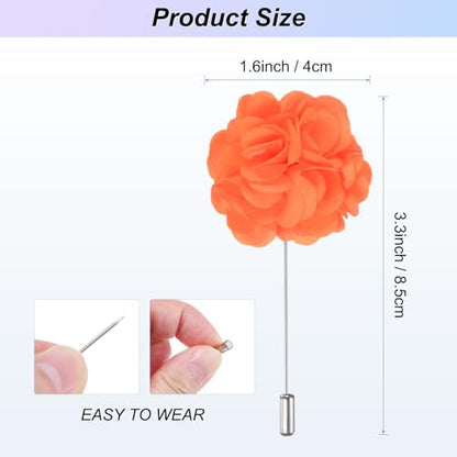 M METERXITY Flower Lapel Pins for Men, Boutonnieres Pin Camellia Flower Groom Boutonnieres for Wedding/Graduation - color: Orange Red