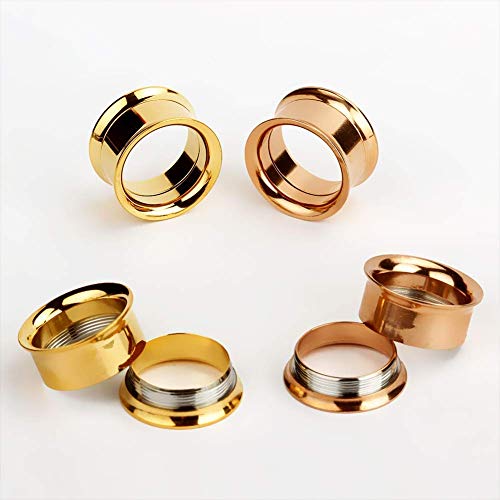 Set of 12 pcs Stainless Steel Ear Plugs Large Double Flare Alloy Gauges Stretching Screw Fit Tunnels Gauge 2g - 1 inch - size: 14mm