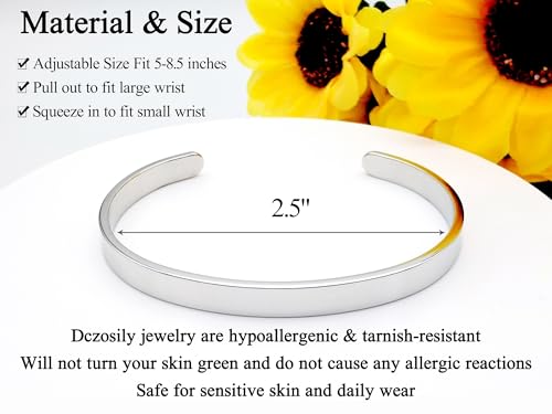 Dczosily Inspirational Bracelets for Women Stainless Steel Cuff Bracelet Engraved Jewelry Motivational Bangles Personalized Gifts for Best Friend/Mom - style: Daughter-To my Daughter.Never forget that I love you...Be the woman I know you can be. LOVE, MOM