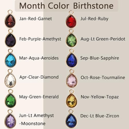 Glass Rhinestone Charms, 48 Pcs 12 Colors Birthstone Beads Crystal Dangle Pendants for Jewelry Making Earrings Necklace Bracelet - color: Gold