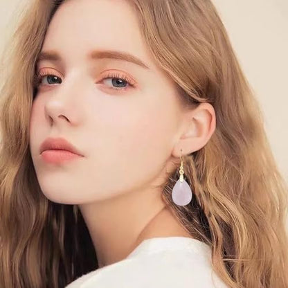 Boho Multiple Style Natural Stone Earrings for Women Unique Healing Gemstone Energy Hypoallergenic Lightweight Dangle Drop Earrings Multiple Styles Earrings Jewelry for Birthday Party Gift - style: Rose Quartz