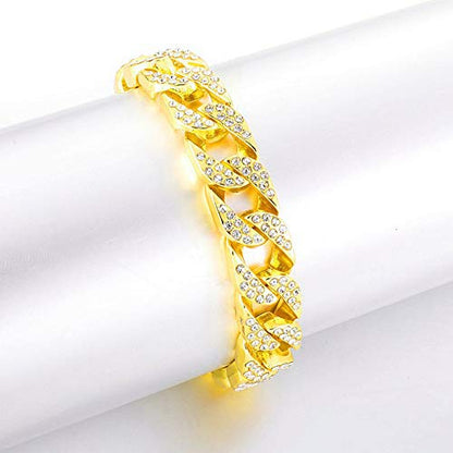 HH BLING EMPIRE 14K Gold and Silver Bracelets Diamond Tennis and Cuban Link Bracelet for Men Women Hip Hop Jewelry - color: 14mm cuban-Gold, size: 8.5"