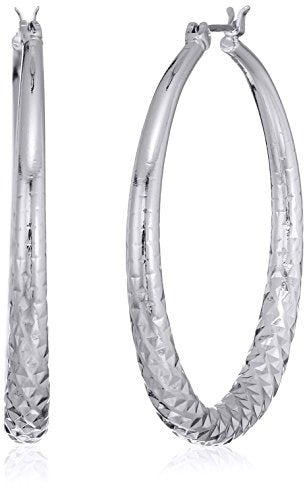Nine West Women's Hoop Earrings, Classic Fashion Jewelry Accessories for Everyday Wear, Lightweight Statement Earrings for Casual, Office, and Evening Looks - color: Tapered Texture - Silver