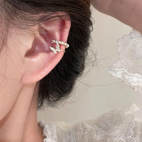 Cute Butterfly Cartilage Clip on Earrings for Women Non Pierced Huggie Ear Cuff Y2K Statement Silver Clip Stud Earrings Granddaughter Daughter Valentines Birthday Graduation Jewelry Gift - color: EA316-Gold Butterfly