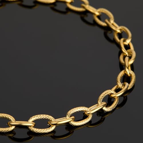 UMAOKANG Gold Plated Chains for Jewelry Making Stainless Steel Oval Chain | 2 Yard Embossed Oval Chains on Spool Jewelry Making Chain Bulk Chunky Chain Roll - color: Oval (Gold)