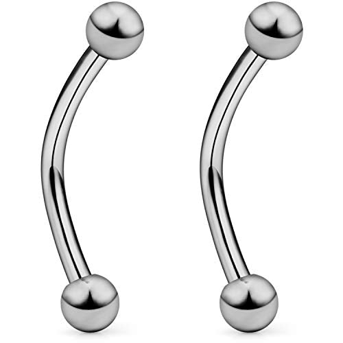 SCERRING 2-8PCS 16G G23 Titanium Curved Eyebrow Barbell Tragus Helix Ear Belly Lip Nipple Tongue Ring Body Piercing Jewelry 6-16mm - style: 2PCS - 10mm