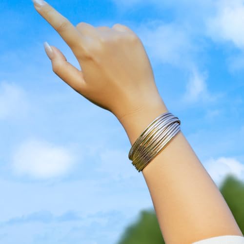 Gold Tube Leather Wrap Bracelets Boho Chunky Stackable Layered Western Cuff | Stacked Bohemian Cool Magnetic Clasp Bangles Statement Cowgirl Hippie Country Festival Accessories for Women Trendy - color: Rosy Metallic