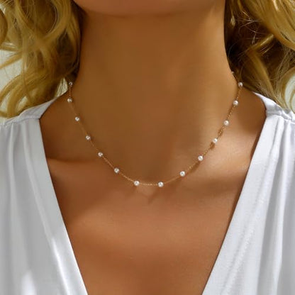 Gold Cross Women's Necklace 18K Gold Plated Stainless Steel Handmade Pearl Necklace Gold Paperclip Necklace, Fashion Jewelry Gifts - style: Modern