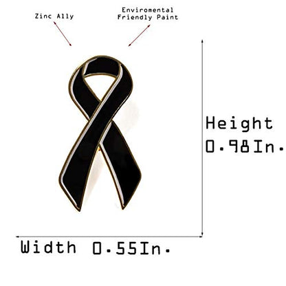 Premium Handmade Enamel Lapel Pin Brooch Badge - color: Black Ribbon Awareness, size: 1 Pin