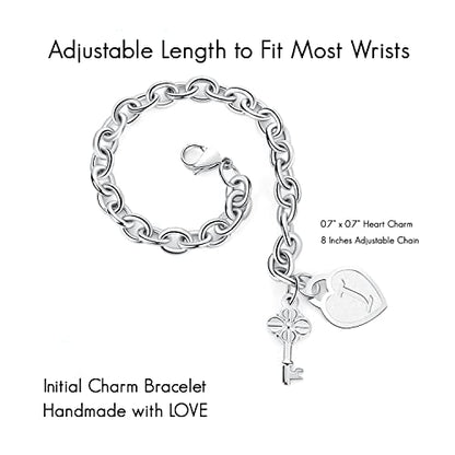 TONY & SANDY Initial Charm Bracelets for Girls Women Stainless Steel A-Z Bracelet Personalized Gifts Birthday Graduation Easter Basket Stocking Stuffers for Teens Girls Women Jewelry - style: I