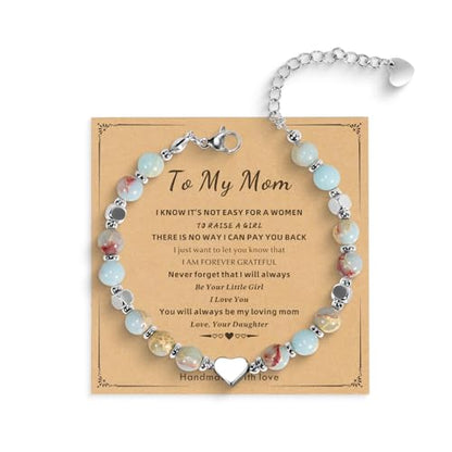 Beaded Bracelet for Women - Inspirational Sometimes You Forget You're Awesome Friendship Jewelry, Dainty Birthday Gift for Best Friends, Mom, Sister, Daughter - style: Mom