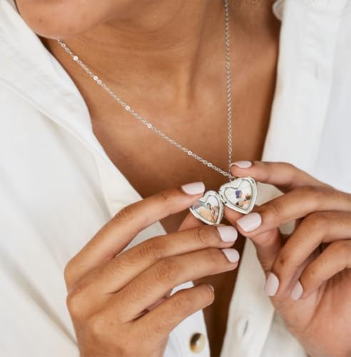 Handmade Heart Shaped Dried Pressed Forget Me Not Flower Photo Locket Pendant Necklace - color: Silver, style: Yellow+LightGreen