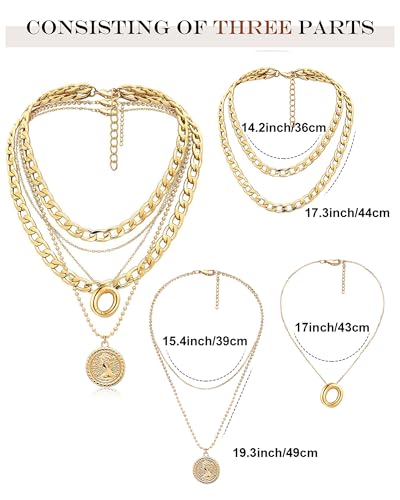 MJartoria Layered Necklaces for Women Trendy Balloon Initial Coin Pendant Necklace Dainty Chunky Chain Choker Necklaces Jewelry Birthday Gifts - color: Gold, style: O
