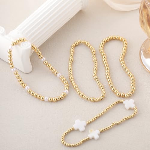 Kyerlyn Gold Bracelets for Women Waterproof, 14K Real Gold Jewelry Sets for Women Trendy Dainty Stackable Cuban Link Paperclip Chain Bracelet Pack Fashion Accessories Gifts - style: G-8