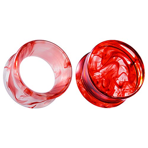COOEAR 2 Pairs Matched Set Gauges for Ears Flesh Tunnels Kits Plugs Earrings Red Acrylic Ear Expander Stretchers Piercing. - color: #1 9/16"(14mm)
