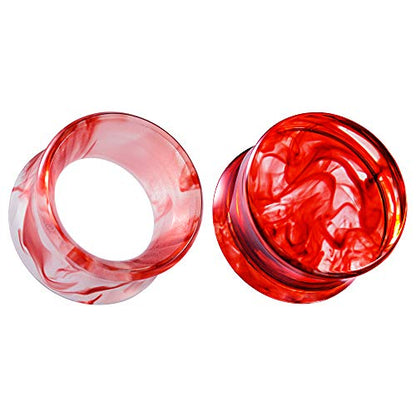 COOEAR 2 Pairs Matched Set Gauges for Ears Flesh Tunnels Kits Plugs Earrings Red Acrylic Ear Expander Stretchers Piercing. - color: #1 3/4"(19mm)