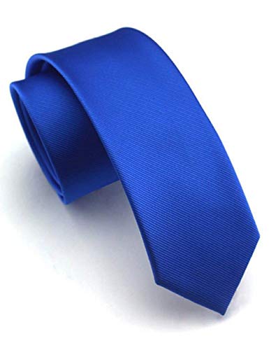 JEMYGINS 2.4" Solid Color Skinny Tie and Pocket Square with Tie Clip Sets for Men (6cm) - color: Blue