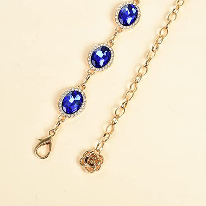 ILuvatar Green Glass Diamond Chain Belt - Metal Women's Western Style Dress Belt - color: F008-db
