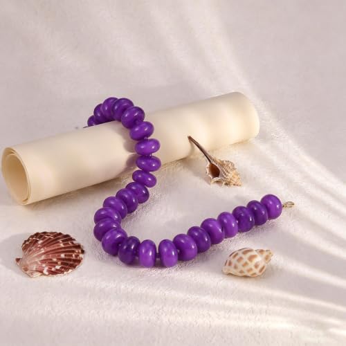 CSIYANJRY99 Chunky Beaded Necklace for Women, Large Colorful Resin Beads Statement Necklace, Boho Summer Beach Vacation Jewelry Gifts - color: Purple