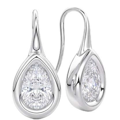14K Gold & Silver Plated Trendy Bezel Set Cubic Zirconia Drop Earrings Minimalist Teardrop Hook Earrings for Women Diamond Crystal Charm Statement Teardrop Earrings Jewelry Gifts - color: Silver-Waterdrop zircon
