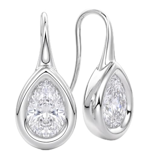 14K Gold & Silver Plated Trendy Bezel Set Cubic Zirconia Drop Earrings Minimalist Teardrop Hook Earrings for Women Diamond Crystal Charm Statement Teardrop Earrings Jewelry Gifts - color: Silver-Waterdrop zircon
