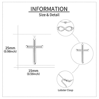 MONGAS Boho Layered Necklace Sterling Silver Triple 3 Stacked Vertical Bar Triangle Long Layering Necklaces Christmas Jewelry Gifts for Women - style: Infinity Cross