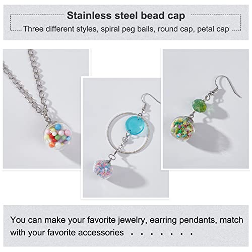 UNICRAFTALE About 60Pcs Pendants Pinch Charm Connector Findings Pendant Bails Clasps Stainless Steel Cup Pearl Peg Bails Pin Pendants for DIY Jewelry Making 8~10x4~7mm - color: Stainless Steel Color-3 Styles