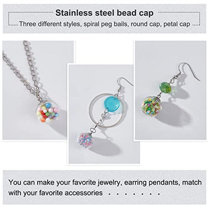 UNICRAFTALE About 60Pcs Pendants Pinch Charm Connector Findings Pendant Bails Clasps Stainless Steel Cup Pearl Peg Bails Pin Pendants for DIY Jewelry Making 8~10x4~7mm - color: Stainless Steel Color-3 Styles