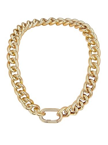 FOCALOOK Chunky Gold Necklace for Women, 14K Gold Plated Thick Gold Cuban Chains Lightweight Womens Choker Necklace for Daily Wear 13mm/16mm/23mm Punk Hip Hop Statement Jewelry - color: 16mm-Gold Chain, size: 22 Inch