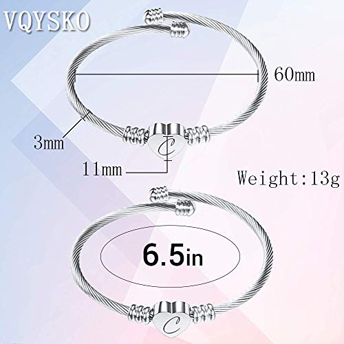 VQYSKO Heart Initials Stainless Steel Bracelet fo Woman Jewelry Gift - color: Silver J
