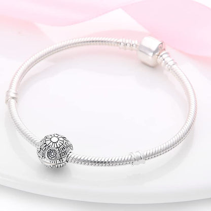 LIGHTDOG 925 Sterling Silve Charms fits Pandora Bracelets Necklace,5A Zircon Dangle Pendant Bead,Mother's Day Gift Jewelry Beads for Women - style: Death Star Clip Charm