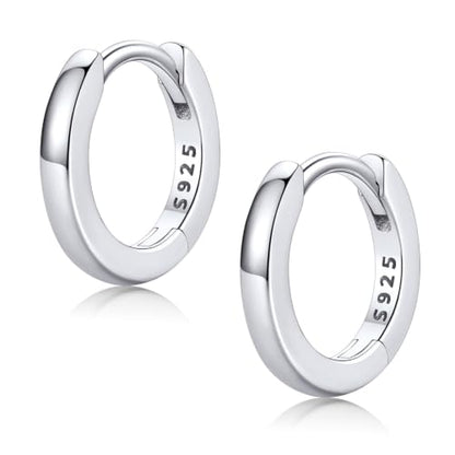 FaithHeart Solid 925 Sterling Silver Small Huggie Hoop Earrings for Women | Silver/Black/Gold/Rose Gold Small Hoop Earrings, Hypoallergenic Lightweight Cartilage Huggie Earrings, Gift Box - color: 01. Blank-Silver, size: 8mm