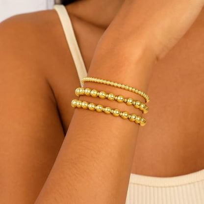 Gold Bracelets for Women, Beaded Cross Stack, Non Tarnish Set，Set-1 | Gold Beaded Bracelet Stack with Stretch Fit, Waterproof Finish and Dainty Design for Everyday Wear and Gifts - color: Colors-12