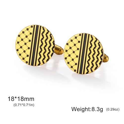 Cufflinks for Men Delicate Stainless Steel Wedding Business Cufflinks Gifts for Groom Husband French Shirt Accessories - style: Polka Dots Style-Gold
