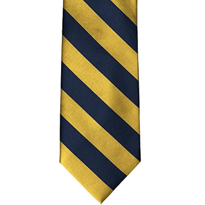 tiemart Men's Striped Tie Standard Length - color: Navy Blue and Gold