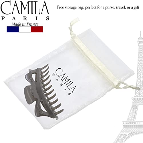 Camila Paris CP3502 French Large Hair Clips for Women Thick Long Curly Wavy Hair, Girls Claw Clip, Durable Styling Big Clip Strong Hold No Slip Grip, Made in France, Gray 6/'' - color: Gray 6"