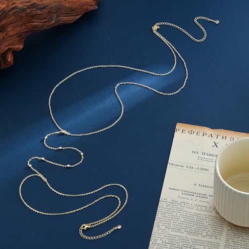 Waist Chain for Women 14K Gold/Silver Plated Body Chain Beads Link Belly Chains Belly Belt Waist Beads Chains Adjustable Sexy Bikini Body Jewelry Daily Belts Gifts for Women - style: Beads Body Chain-GD