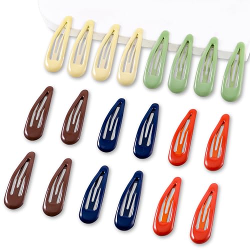 20 PCS Metal Snap Hair Clips Water Drop No Slip Barrettes for Women Bright Small Hair Clips For Thick And Thin Fine Hair,Green Red Brown Yellow Dark Blue,1.97 x 0.5 In. - color: Green Red brown Yellow Dark Blue
