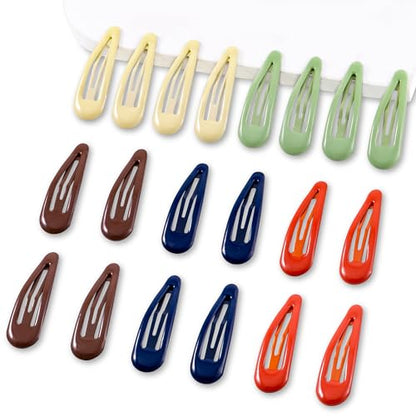 20 PCS Metal Snap Hair Clips Water Drop No Slip Barrettes for Women Bright Small Hair Clips For Thick And Thin Fine Hair,Green Red Brown Yellow Dark Blue,1.97 x 0.5 In. - color: Green Red brown Yellow Dark Blue
