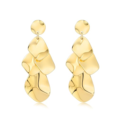 Sylph Large Gold Earrings for Women, Chunky Gold Statement Drop Dangle Earring Maple Leave Ginko Leaf Jewelry Gifts - style: Large Chandelier Earrings