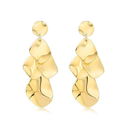 Sylph Large Gold Earrings for Women, Chunky Gold Statement Drop Dangle Earring Maple Leave Ginko Leaf Jewelry Gifts - style: Large Chandelier Earrings