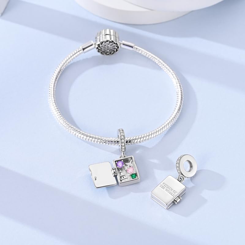 925 Sterling Silver Charms for Bracelets and Necklaces Beads Jewelry Charms for Women - color: Openable Passport Charm