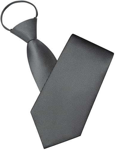 GUSLESON 3.15"（8cm） Mens Pre-tied Adjustable Zipper Tie Solid Necktie for Business and Wedding - color: Charcoal Grey