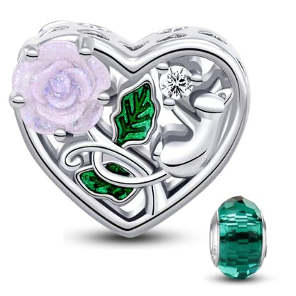 HappyStar 925 Sterling Silver Charms for Bracelets and Necklace Dangle Pendants Beads Charms Fits Charms Bracelets for Woman Jewelry Gifts (with one Spacer Bead Charms) - style: Openwork Rose Bead