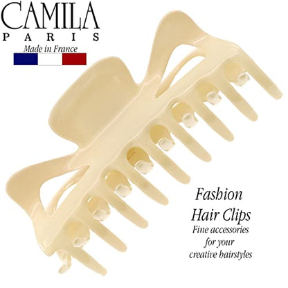 Camila Paris CP3506 French Large Hair Clips for Women Thick Hair for Long Curly Wavy Hair, Girls Hair Claw Clip, Durable Styling Big Claw Clip for Thick Hair, Strong Hold No Slip Grip, Made in France - color: Cream 4.5"