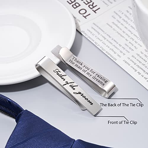 Jeka Father of The Bride/Groom Wedding Gifts Tie Bars & Cufflinks | Wedding Tie Bar & Cufflinks Set for Men, Father of the Bride, Father of the Groom, Father-in-Law Gifts - style: Father of The Groom-Silver